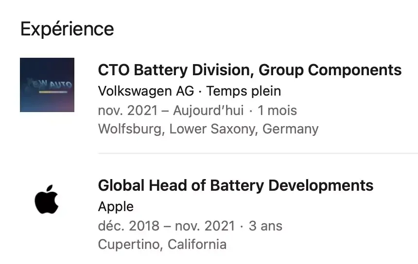 Apple Car : le responsable des batteries part chez Volkswagen