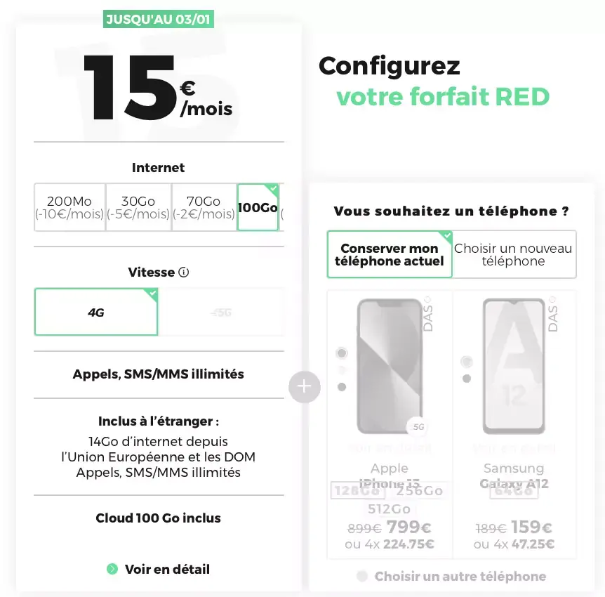 Promo : des forfaits sans engagement de 9,99€ à 18,99€ (de 30 à 100 Go par mois)