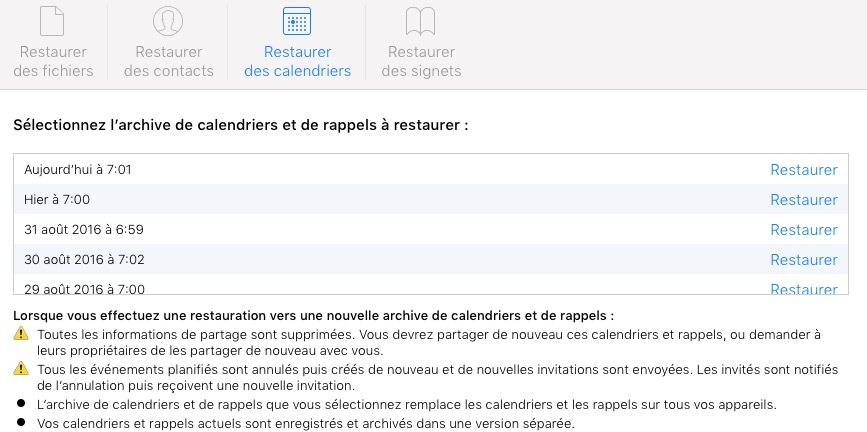 Astuce : restaurez vos contacts, données, calendriers, et signets depuis iCloud.com