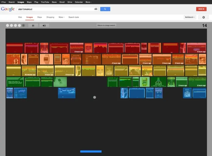 Pour fêter le 37e anniversaire de Breakout d'Atari, Google fait casser des images