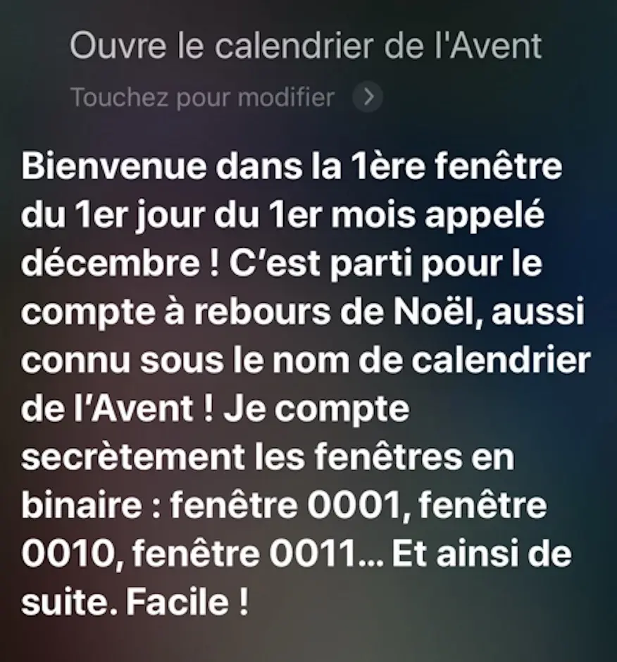 Insolite : Siri ouvre la première case du calendrier de l'avent