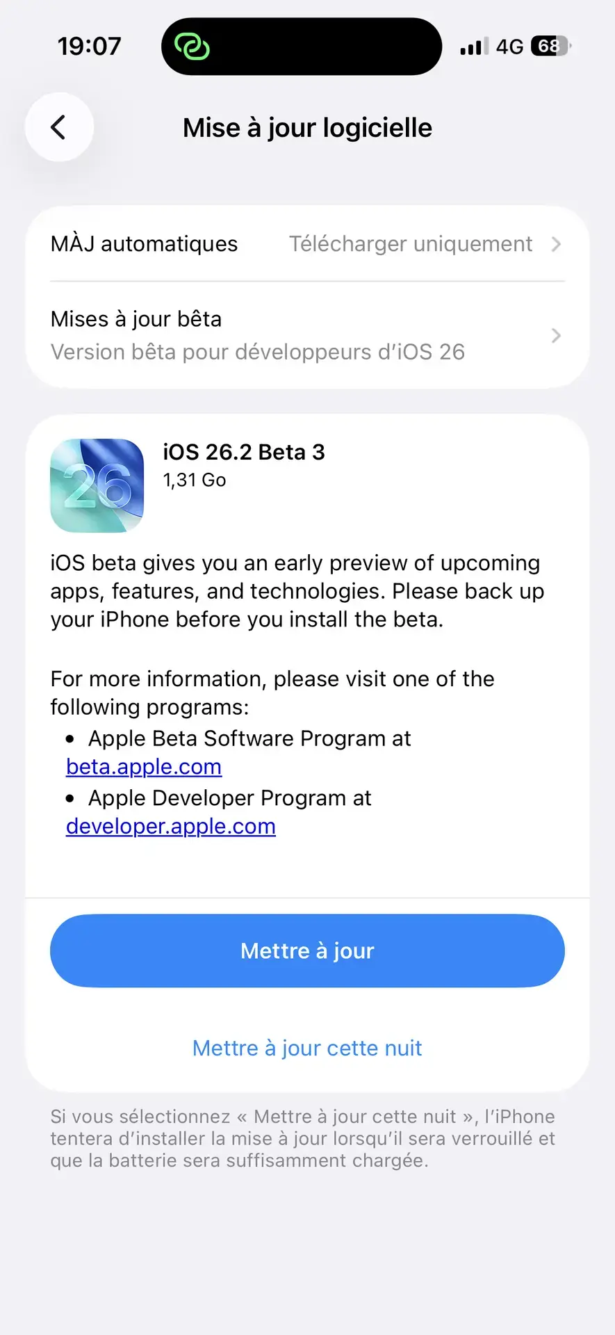 3e bêta pour iOS 26.2, iPadOS 26.2, macOS 26.2, watchOS 26.2 (et les autres)