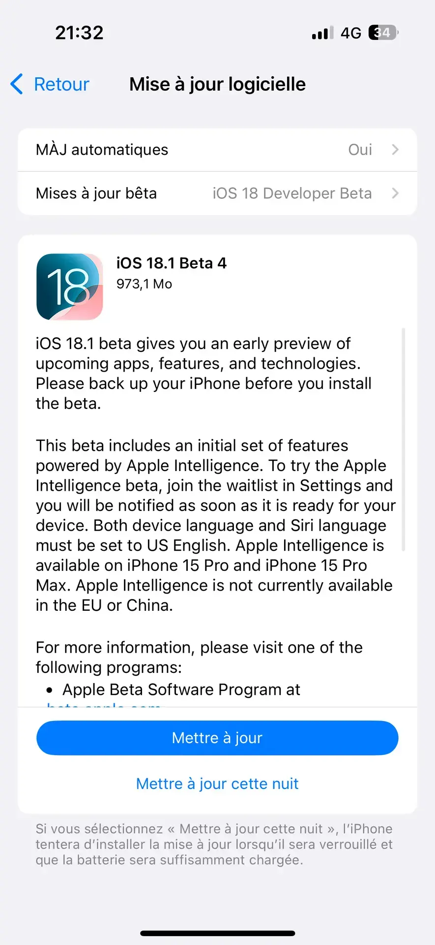 De nouvelles bêtas pour iOS 18.1, iPadOS 18.1, macOS 15.1 Sequoia, watchOS 11.1 et visionOS 2.1