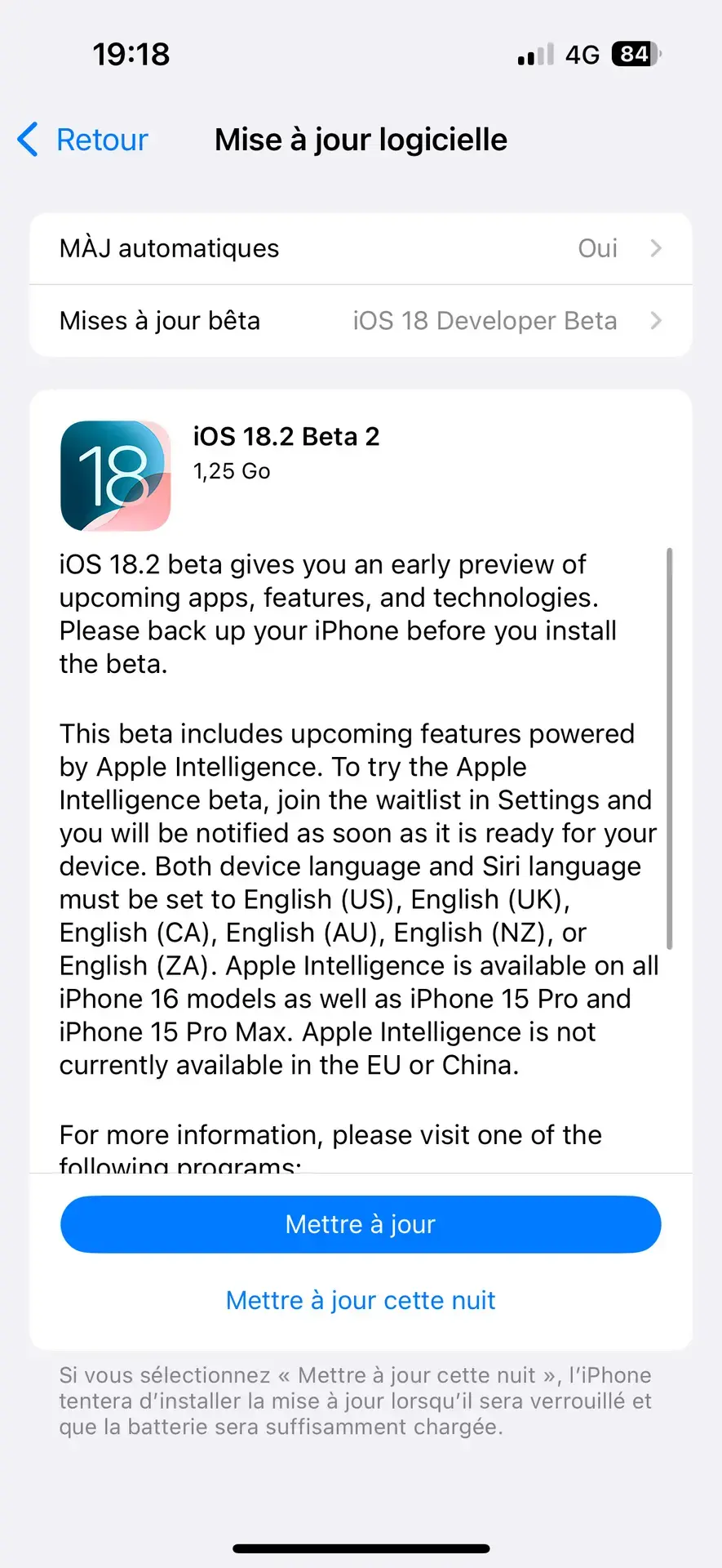 De nouvelles bêtas pour iOS 18.2, iPadOS 18.2, watchOS 11.2, tvOS 18.2 et visionOS 2.2