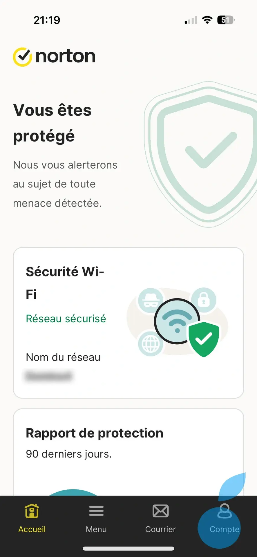 Norton 360 iOS écran accueil