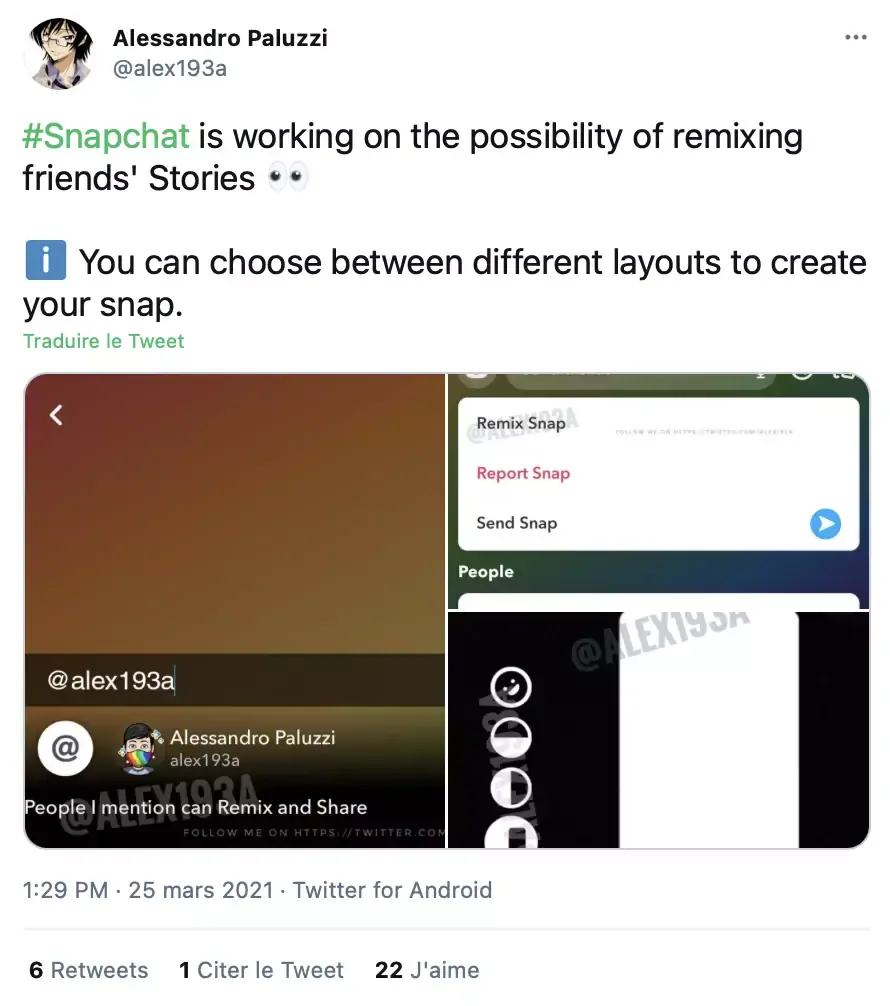 Snapchat teste une fonction Remix (comme TikTok)