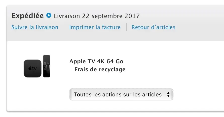 Début des expéditions pour l'iPhone 8, l'Apple TV 4k et les Apple Watch Series 3