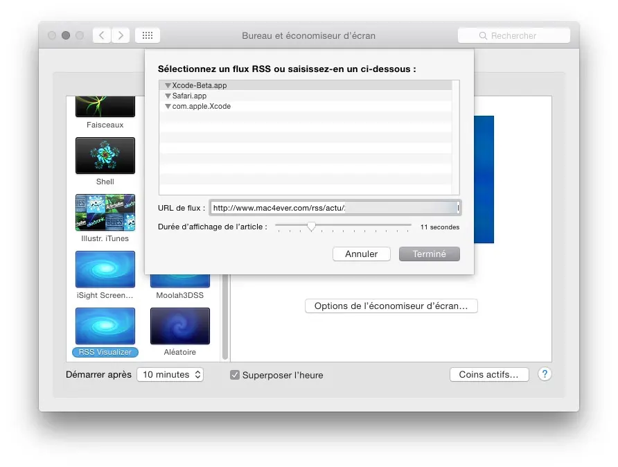 Astuce : retrouver l'économiseur d'écran "RSS" sous OS X