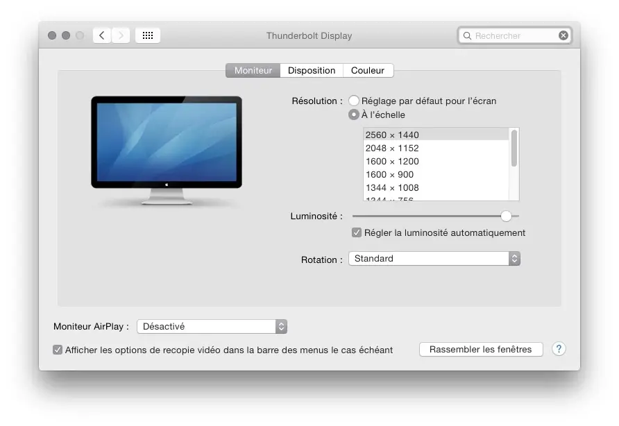 Astuce : afficher toutes les résolutions disponibles pour un moniteur sous OS X