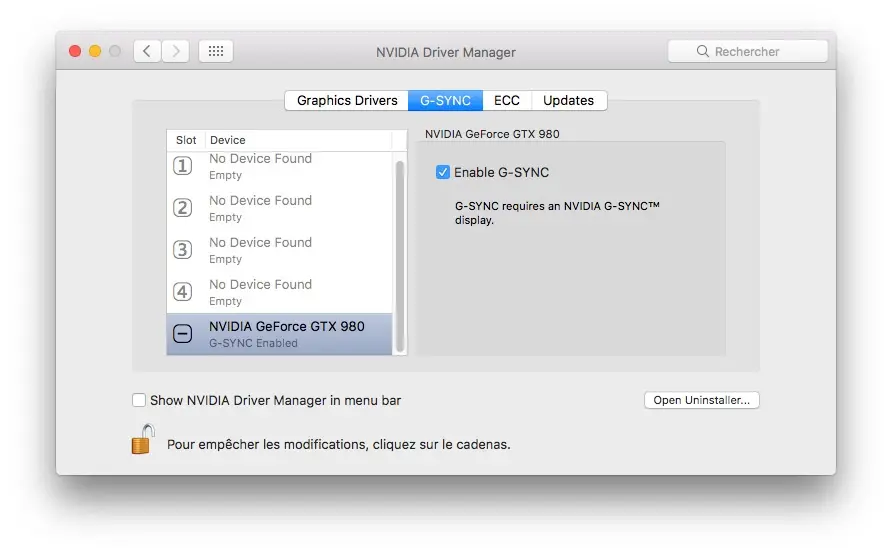 Le G-Sync  (NVidia) fonctionne sous macOS Sierra !