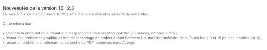 macOS 10.12.3 est disponible en version finale