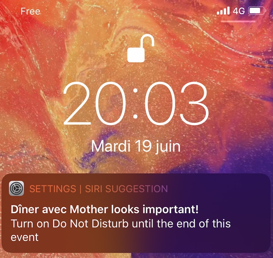 iOS 12 estime qu'on ne doit pas être dérangé lors d'un dîner avec sa mère