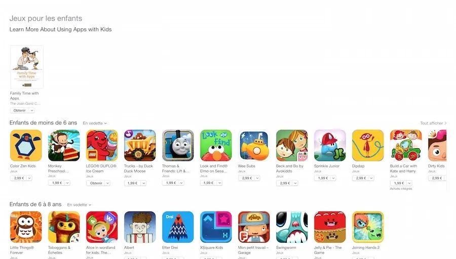 Les jeux pour enfants mis à l'honneur dans l'App Store
