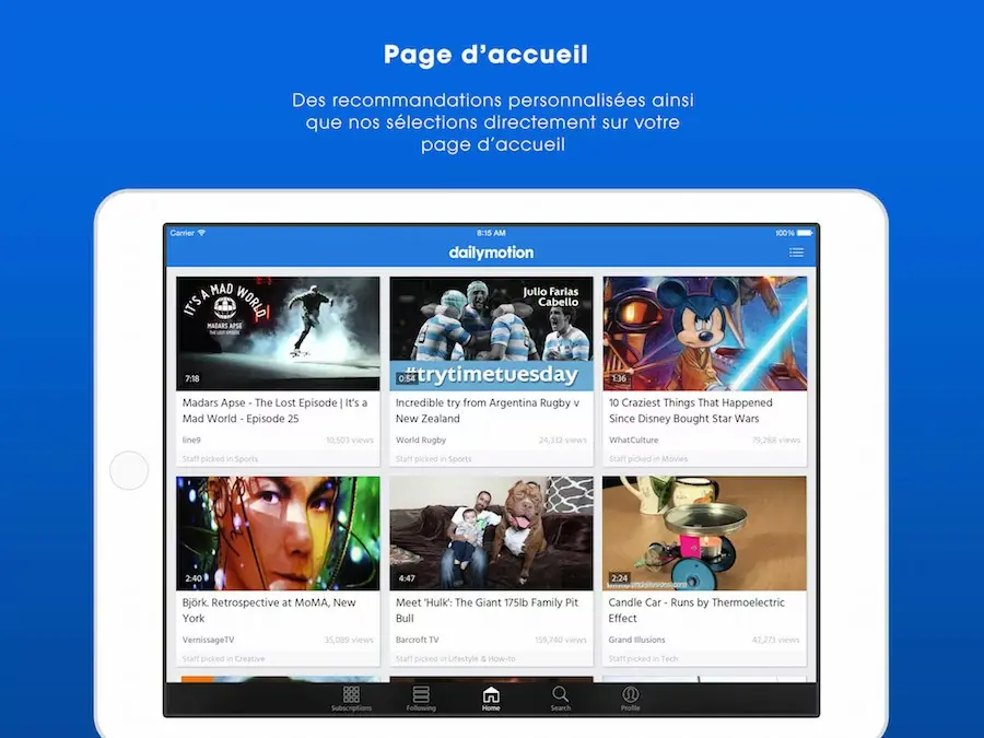 Dailymotion change de look sur iOS