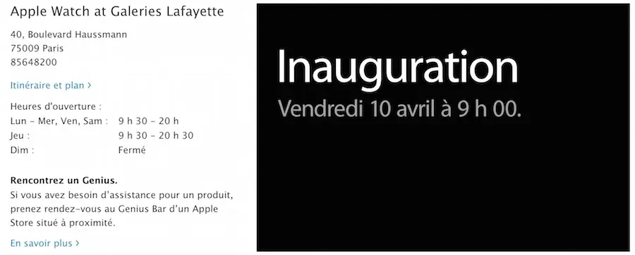 Officiel : les mini-store Apple Watch ouvriront le 10 avril