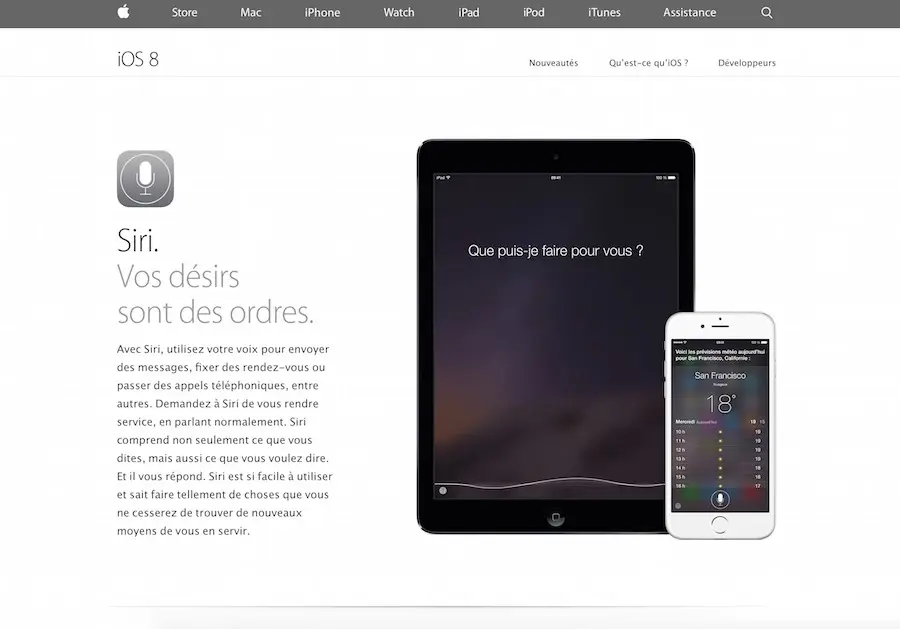 Nouvelle présentation pour Siri sur le web