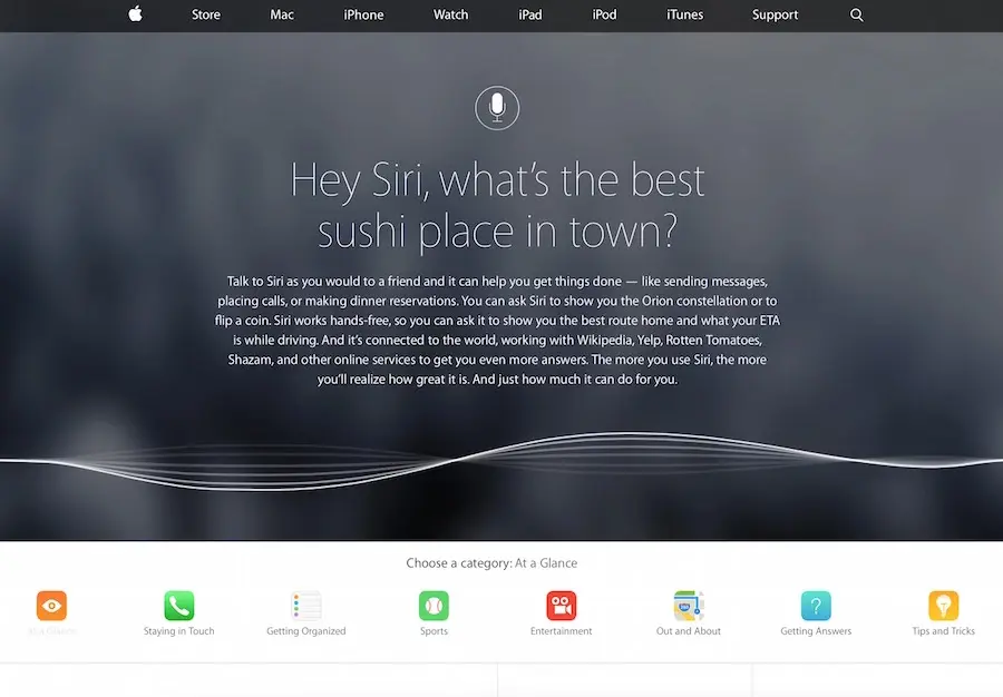 Nouvelle présentation pour Siri sur le web