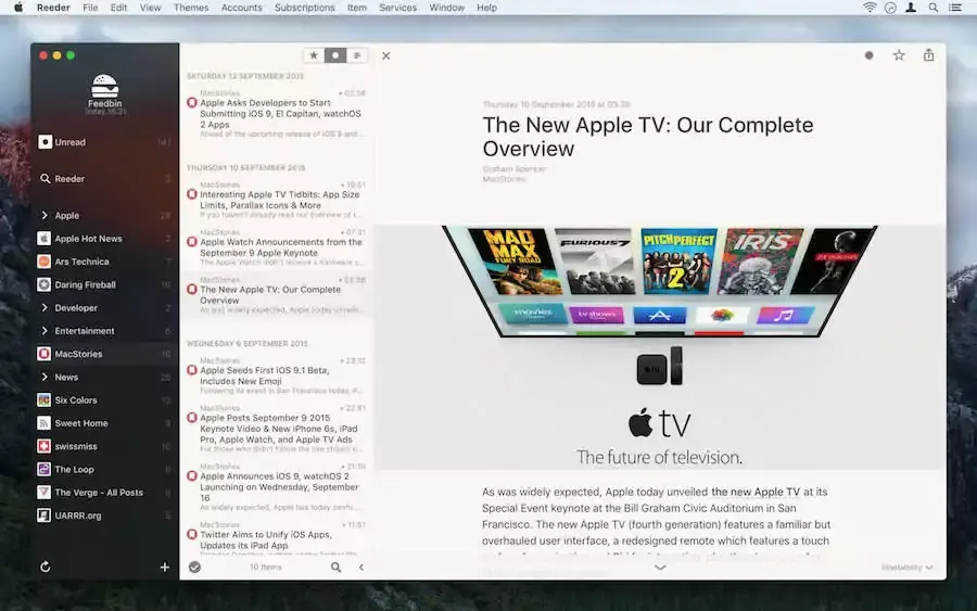 Reeder 3 : nouveaux thèmes et prise en charge d'El Capitan