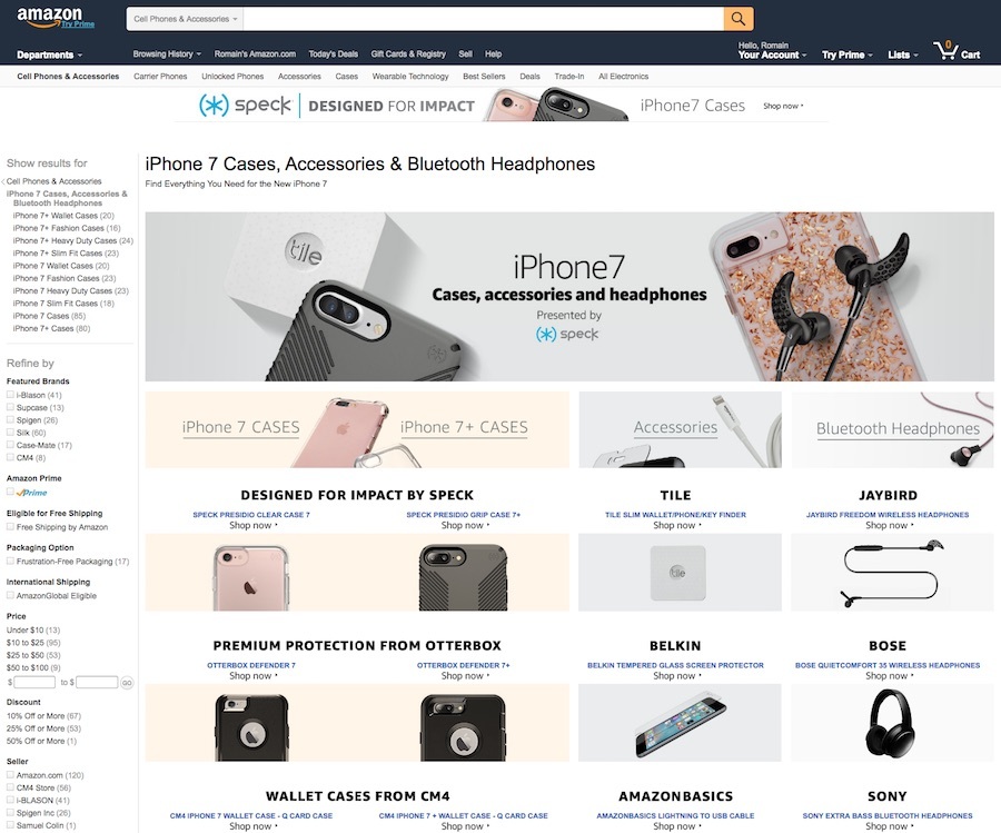 Amazon présente son rayon dédié aux accessoires pour iPhone 7