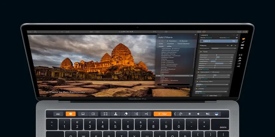 Luminar et BetterTouchTool affichent des raccourcis sur la Touch Bar des MacBook Pro