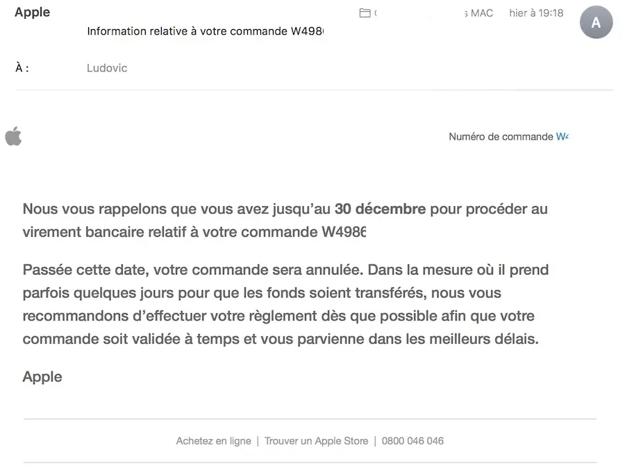 L'Apple Store n'accepte plus les paiements par virement