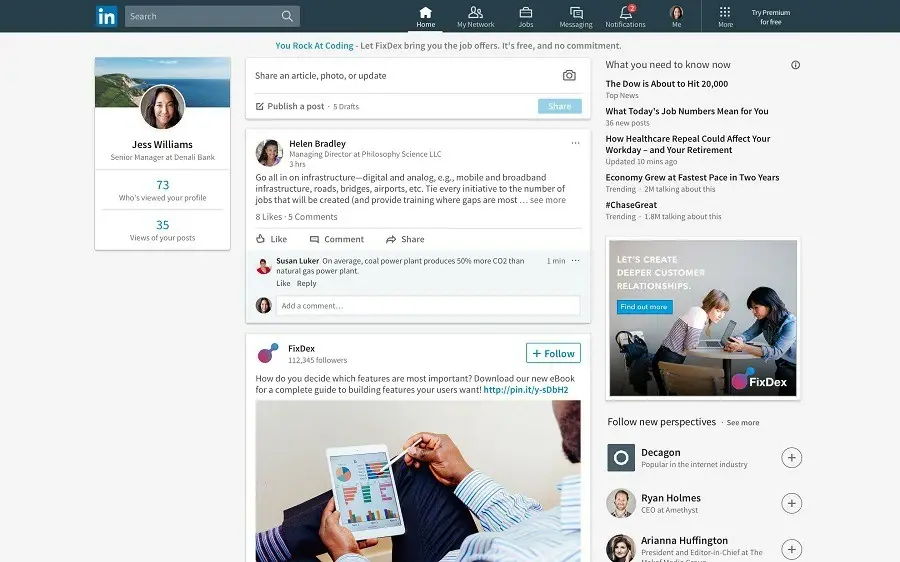 LinkedIn fait peau neuve (sur le bureau)