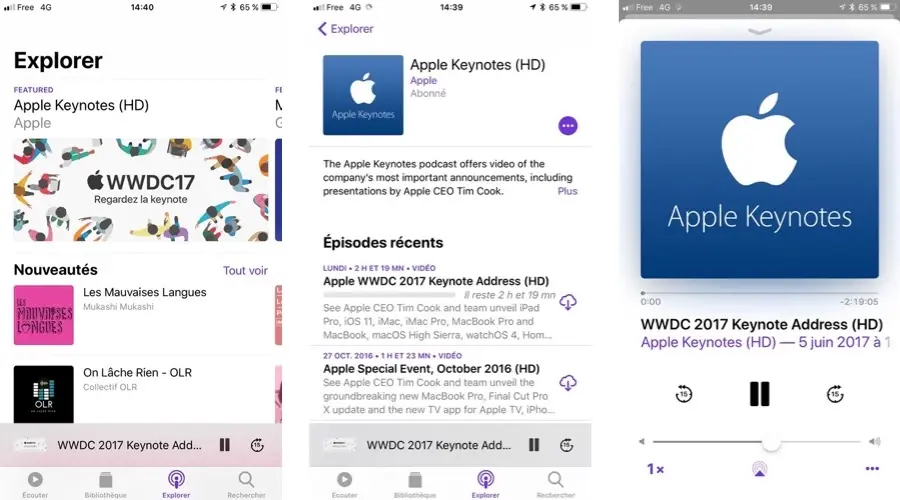 iOS 11 : l'application Podcasts adopte les codes d'Apple Music