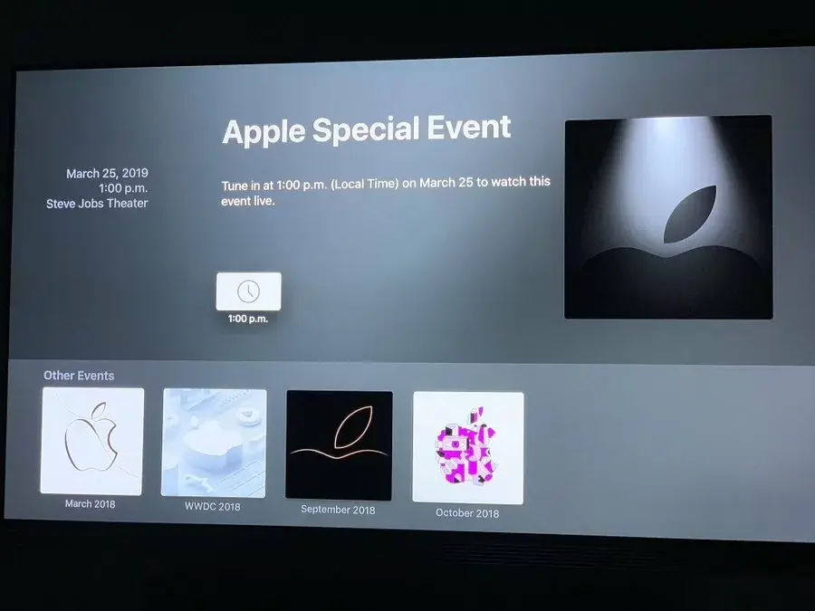 Special Event du 25 mars : Apple met à jour son app "Apple Events" sur l'Apple TV