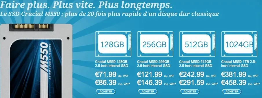 Crucial lance le M550, version améliorée du M500, disponible en version 1 To