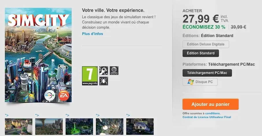 Sim City (Mac/PC) vendu à moins de 28€ sur Origin, les extensions en promo