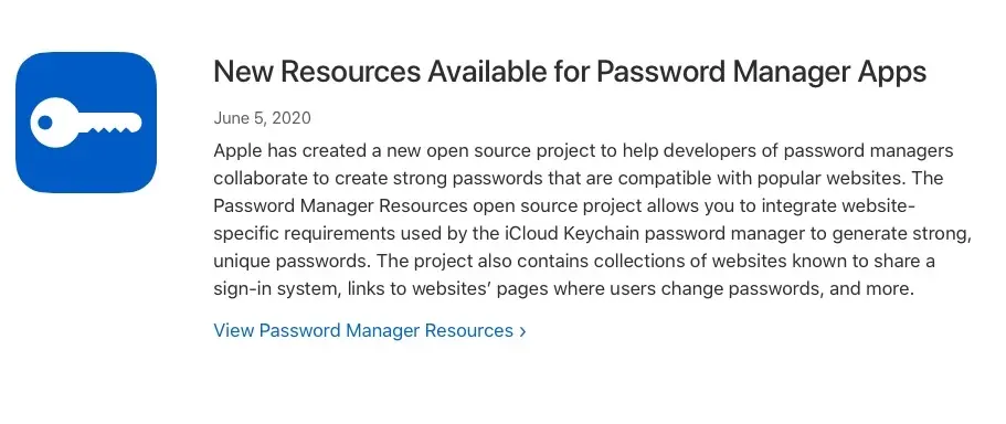 Password Manager Resources : un projet d'Apple pour gérer les mots de passe