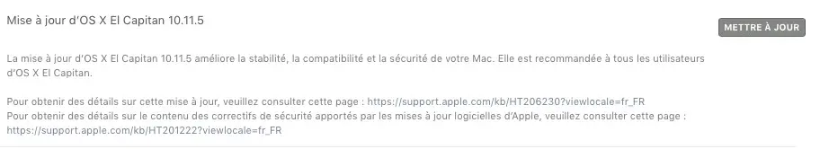 OS X El Capitan 10.11.5 également disponible pour tous !