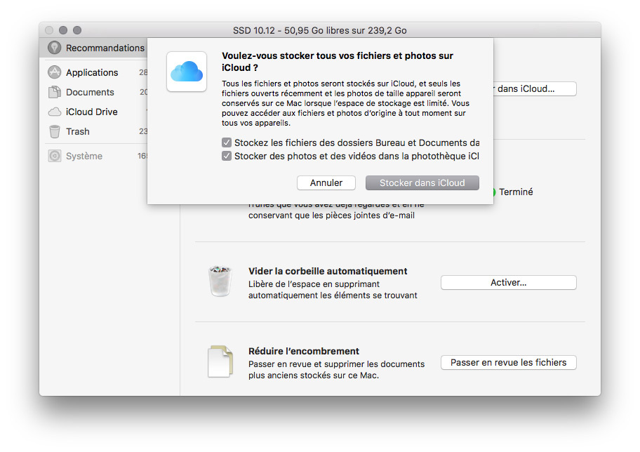 macOS Sierra : le bureau dans le Cloud et un outil pour gérer le stockage (prise en main)