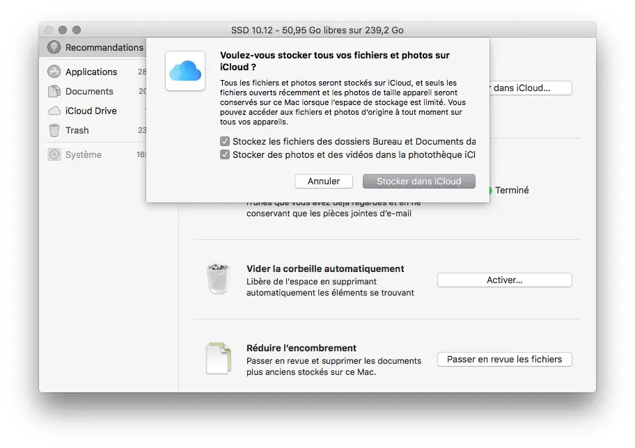 macOS Sierra : le bureau dans le Cloud et un outil pour gérer le stockage (prise en main)