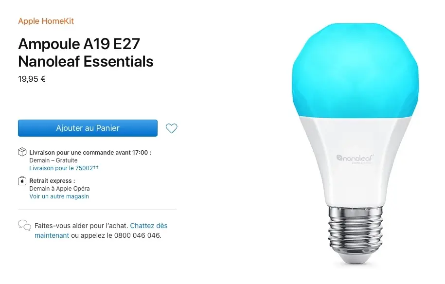 L'ampoule Nanoleaf Essentials compatible Thread est en stock à 19€ sur l'Apple Store