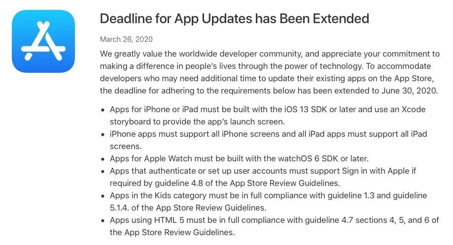 App Store : Apple repousse ses exigences au 30 juin