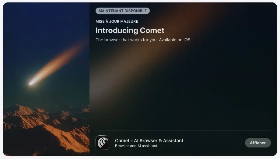 Perplexity lance Comet sur l'iPhone&nbsp;: le navigateur IA qui veut d&eacute;tr&ocirc;ner Safari et Google