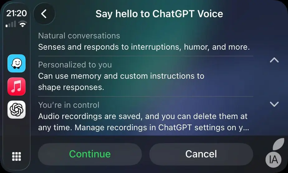 ChatGPT est disponible sur CarPlay avec iOS 26.4