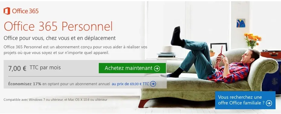 Office 365 Personnel : une nouvelle offre à 7€ par mois (iPad compris)