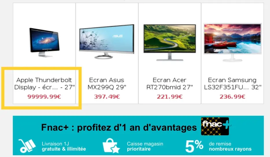 L'image du soir : l'écran Thunderbolt d'Apple vendu à prix d'or à la Fnac