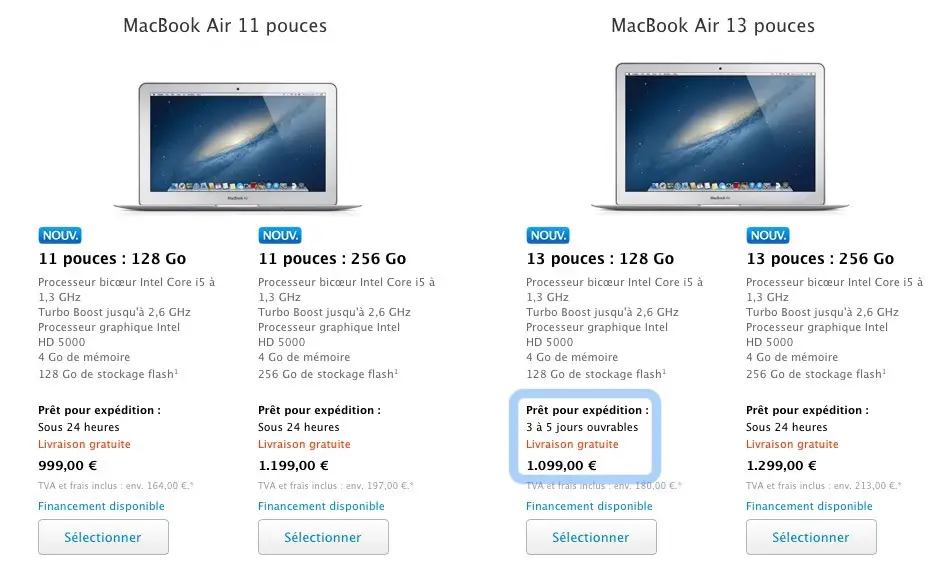 MacBook Air 13" : les délais s'allongent pour le modèle 13" d'entrée de gamme