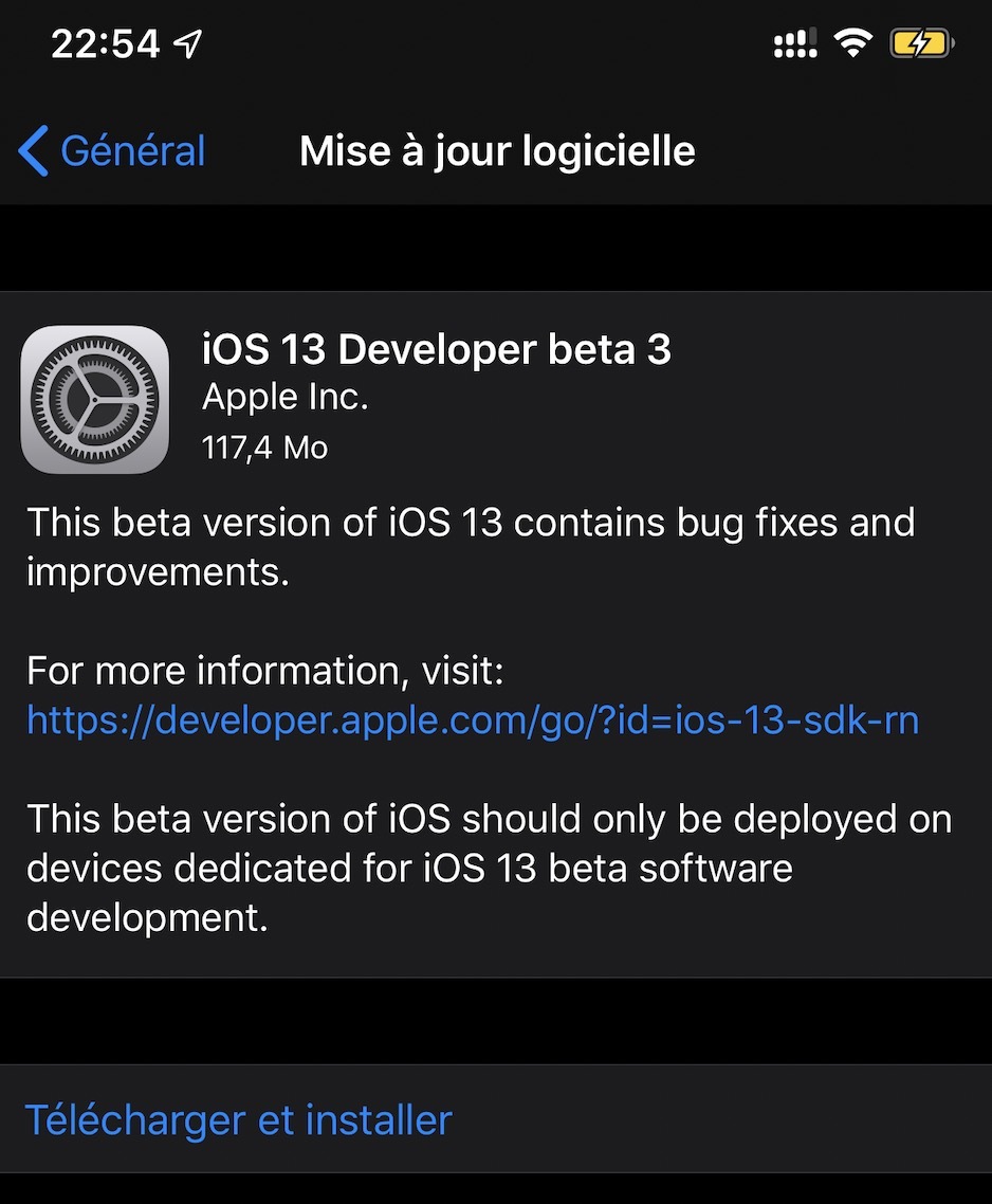 Une "seconde beta 3" d'iOS 13 pour les développeurs
