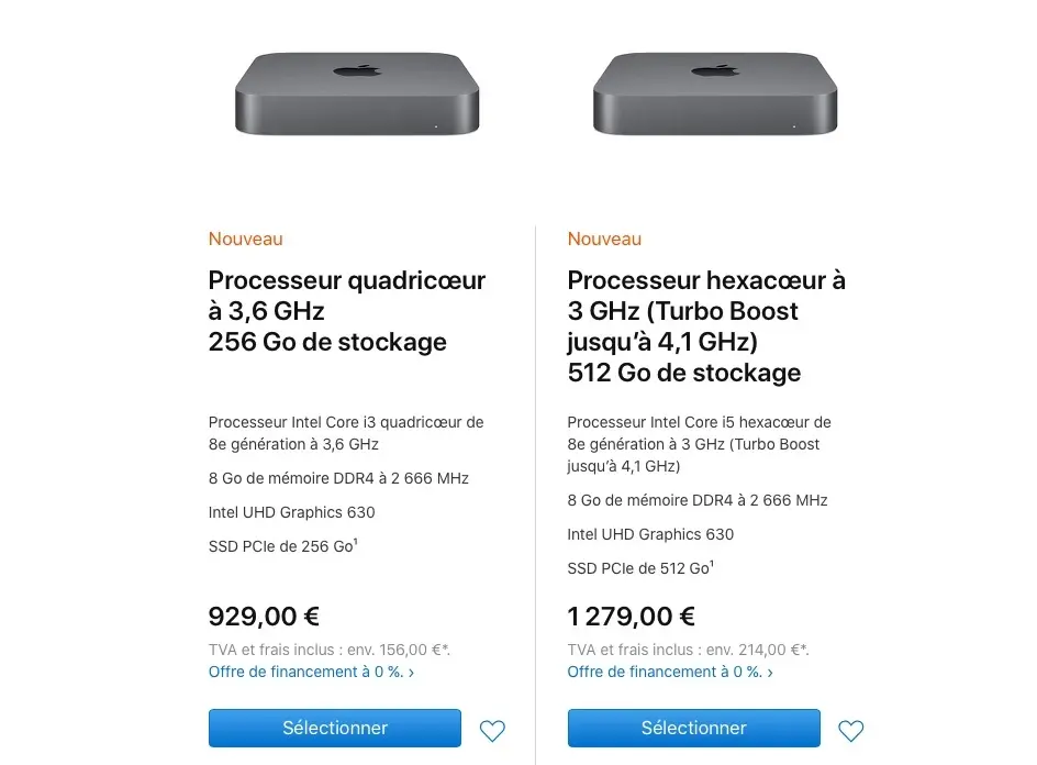 Apple double le stockage du Mac mini et passe la version de base à 929€