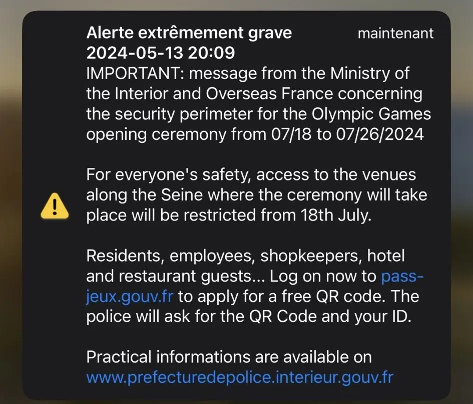 Le QR-Code des JO nécessitait-il un message FR-Alert ?