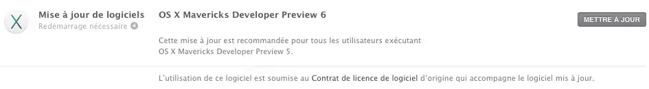 Mavericks passe en Developer Preview 6