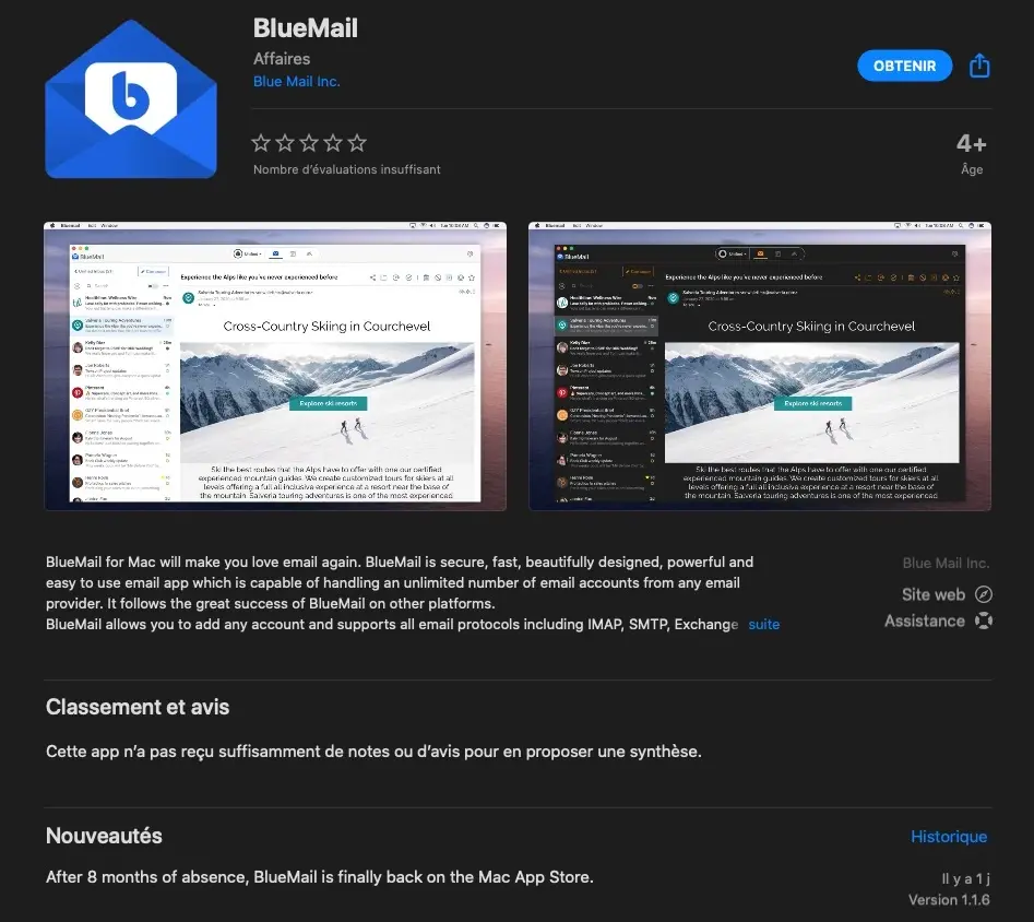 Sherlockage : Apple réintègre BlueMail au sein des App Store