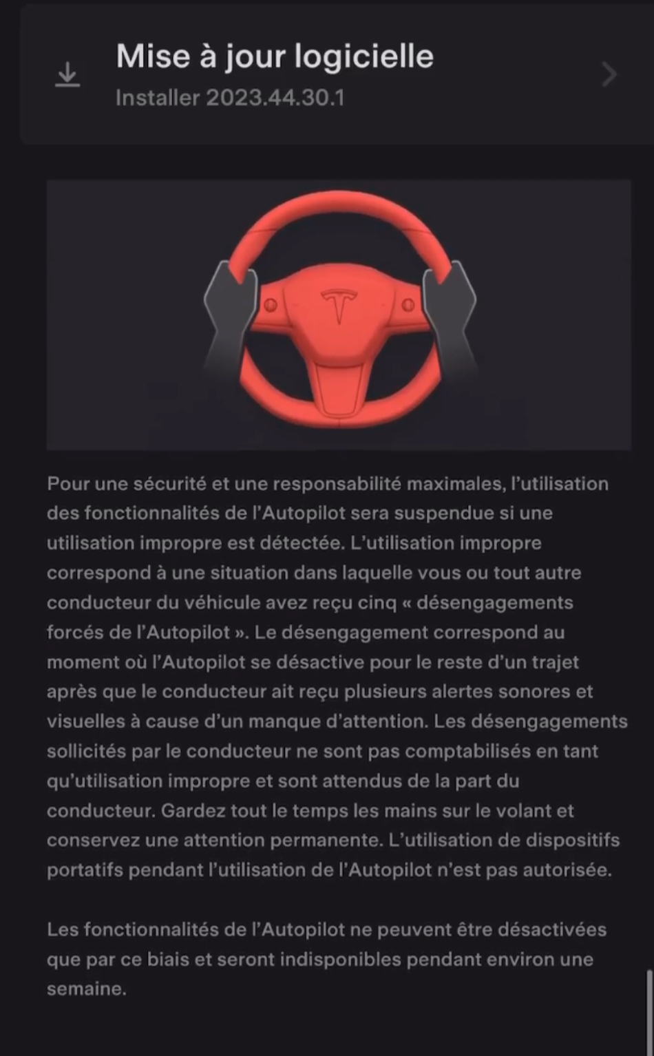 Tesla va désormais vous priver d'Autopilot pendant une semaine ! Et Joyeux Noël !