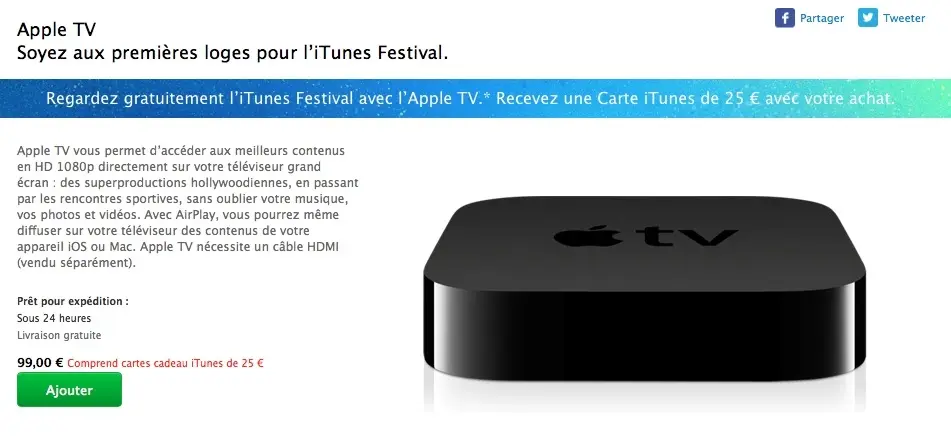 Bon plan : recevez 25€ en carte iTunes pour l'achat d'une Apple TV !