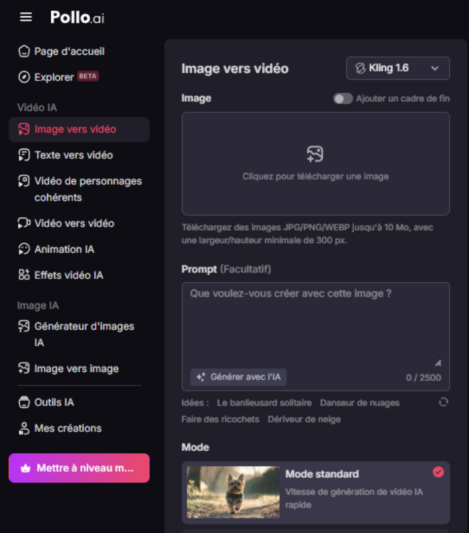 Comment cr&eacute;er des vid&eacute;os &agrave; partir d'images avec Pollo AI sur Mac&nbsp;?