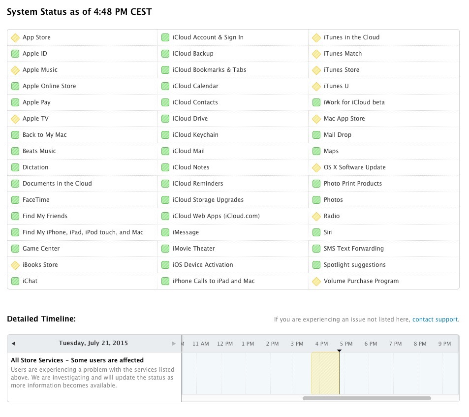 iTunes et de nombreux services Apple sont actuellement en panne